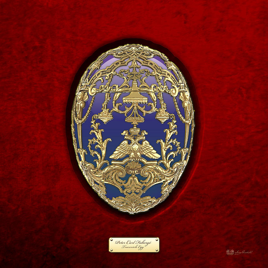 Peter Carl Faberge Photograph - Tsarevich Faberge Egg on Red Velvet by Serge Averbukh