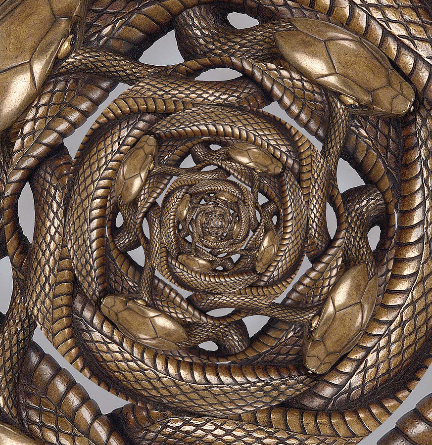 Tsuba Metal Snake Droste Photograph by Nicholas Romano