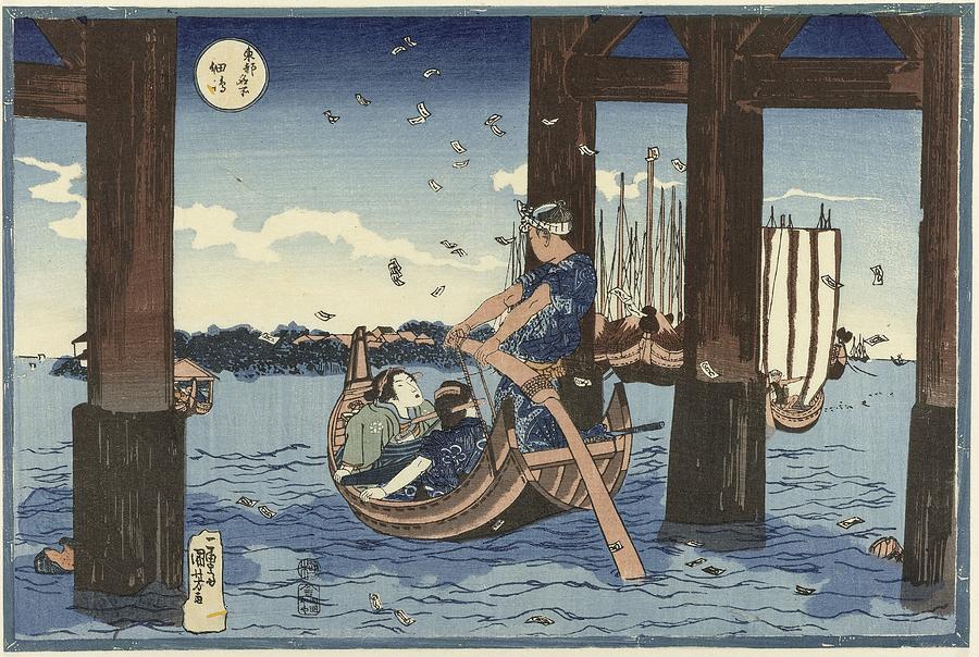 Tsukuda Island, Utagawa Kuniyoshi, 1831 - 1835 Painting by Celestial Images