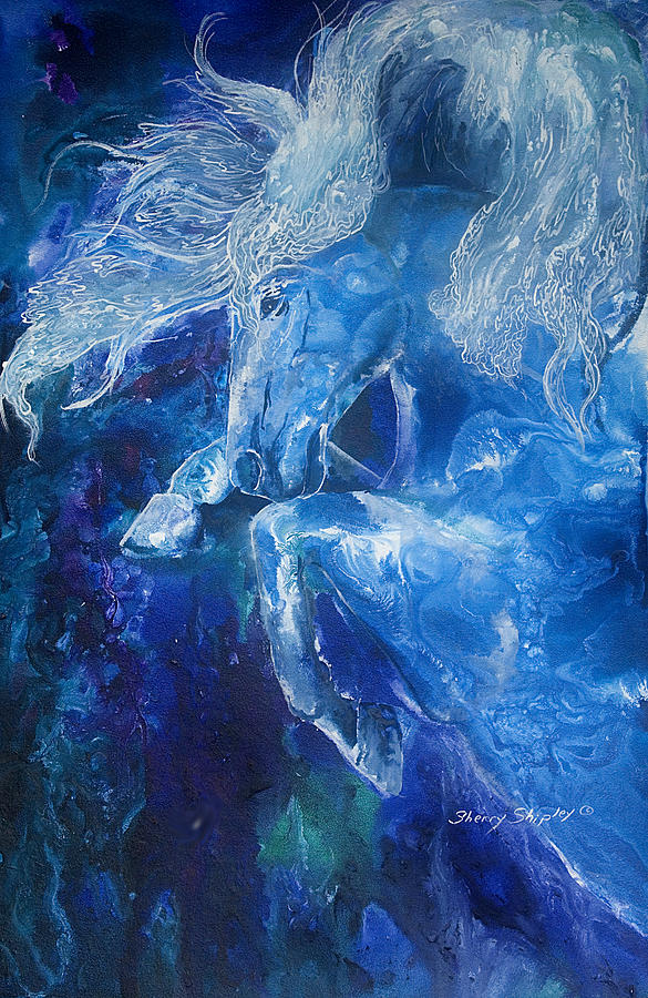 Abstract Painting - Tsunami WATER HORSE by Sherry Shipley
