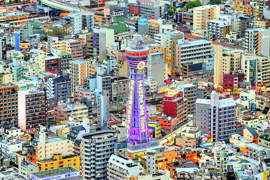  Tsutenkaku Tower in Shinsekai district - Osaka - Japan Photograph by Luciano Mortula