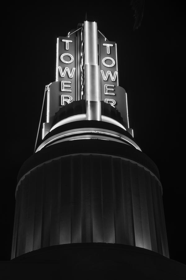 TTower Theatre  black and white Photograph by Janet  Kopper