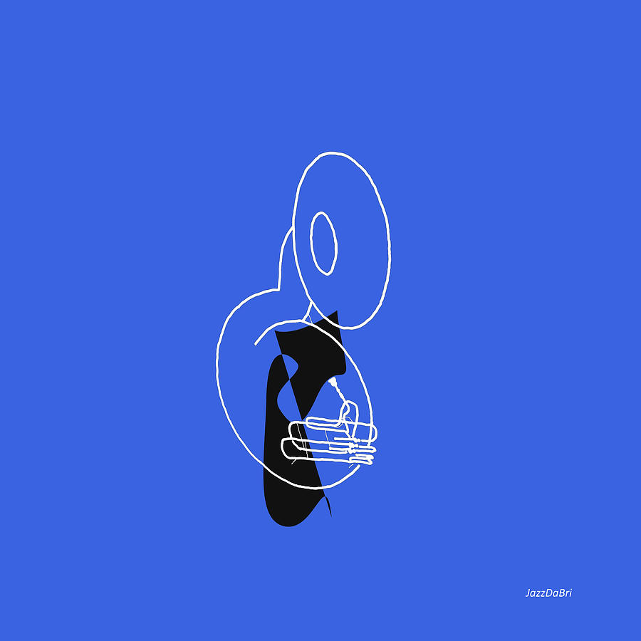 Tuba Digital Art - Tuba in Blue by David Bridburg