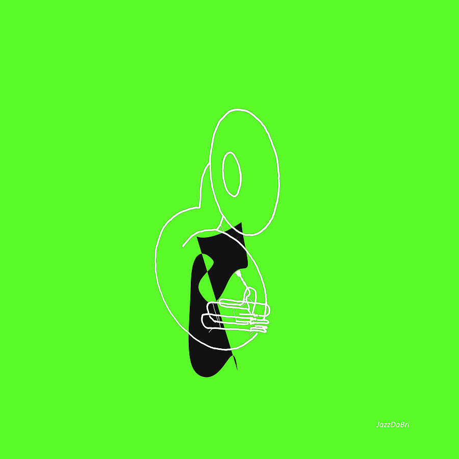 Tuba in Green Digital Art by David Bridburg