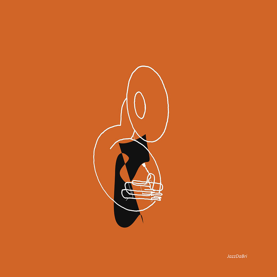 Tuba in Orange Digital Art by David Bridburg