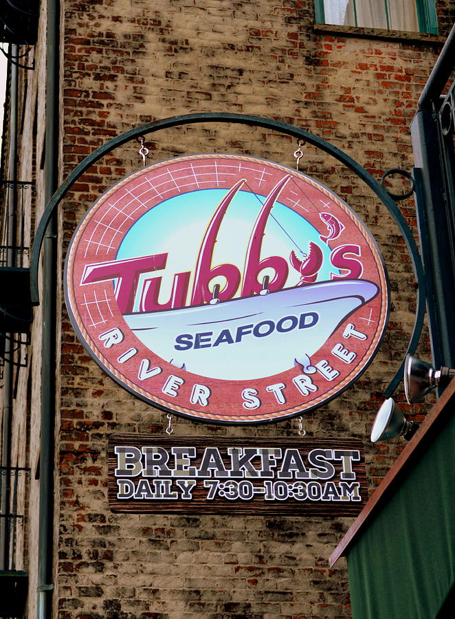 Brick Photograph - Tubbys Seafood sign by Linda Covino