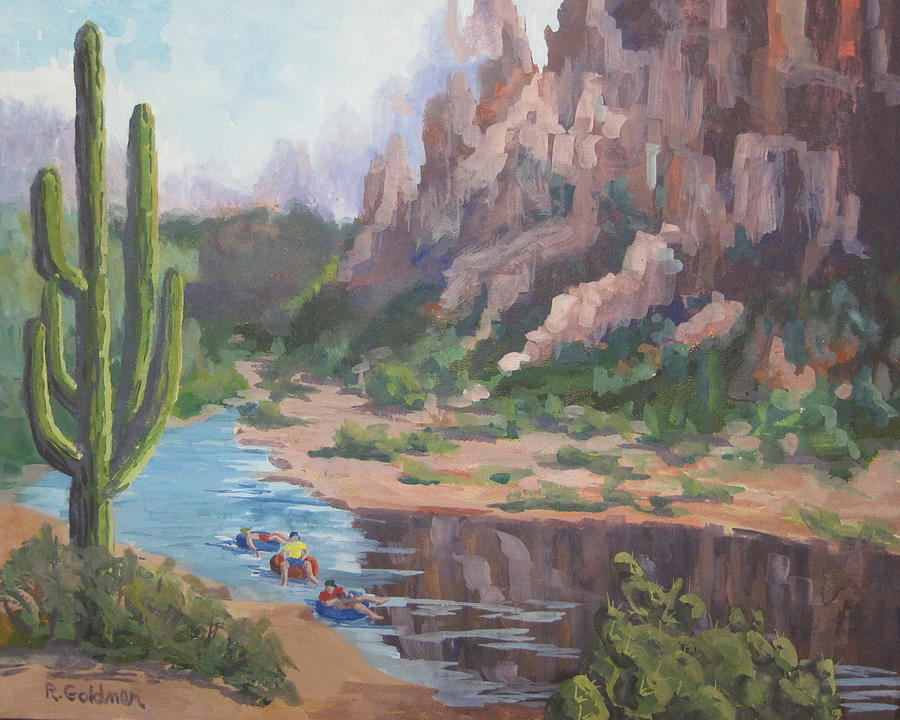 Summer Painting - Tubing the River by Rita Goldner