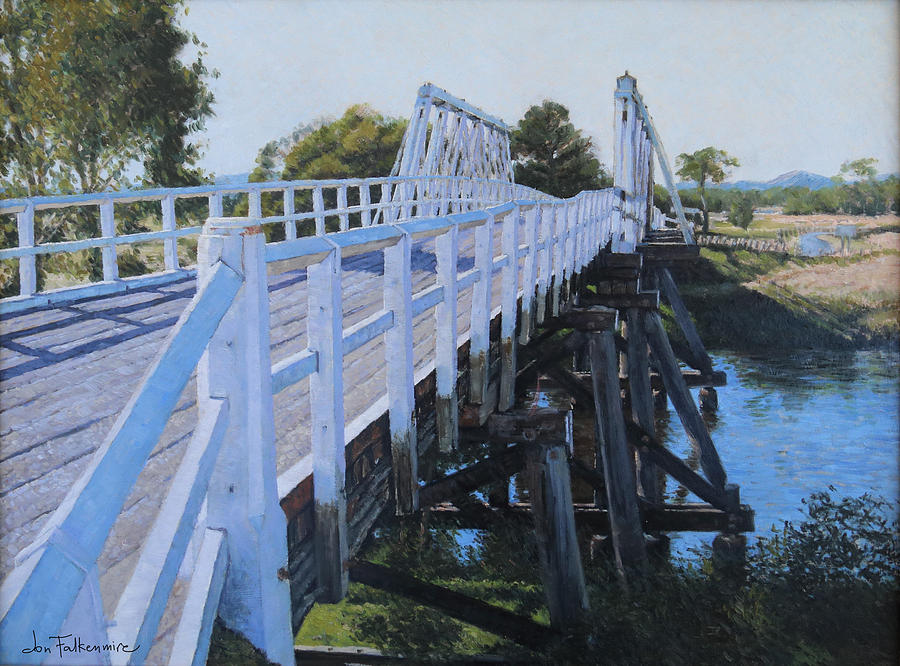 Tucabia Bruckner Bridge Over The Coldstream River, Morning, Nsw Drawing