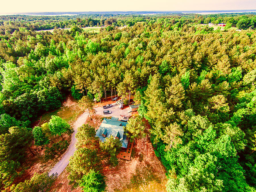 Tucked Away - Aerial Wooded Landscape Photograph by Barry Jones