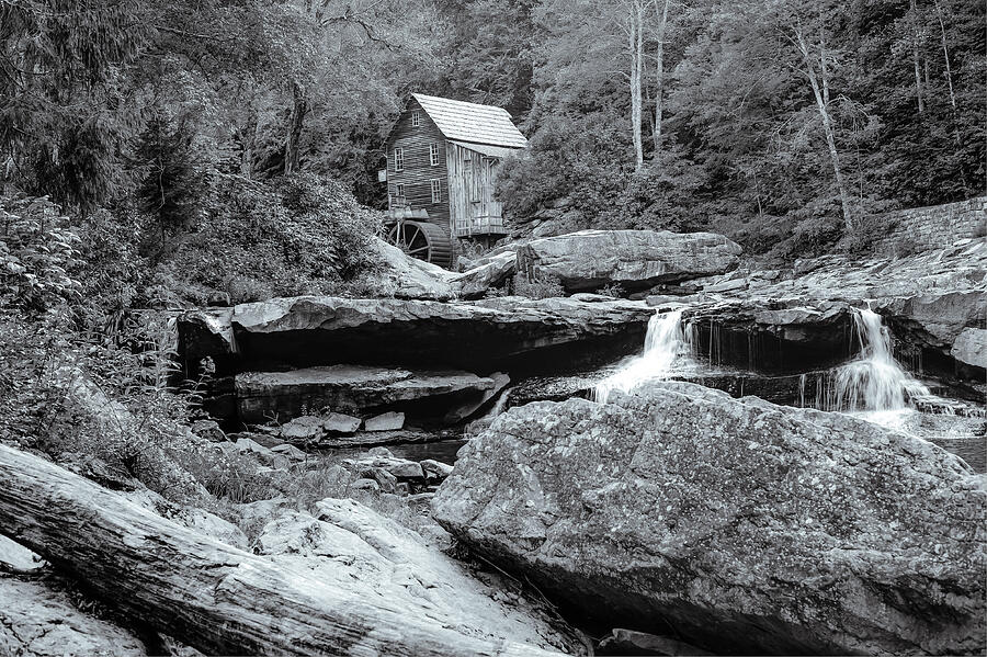 America Photograph - Tucked Away - Black and White Old Mill Photography by Gregory Ballos