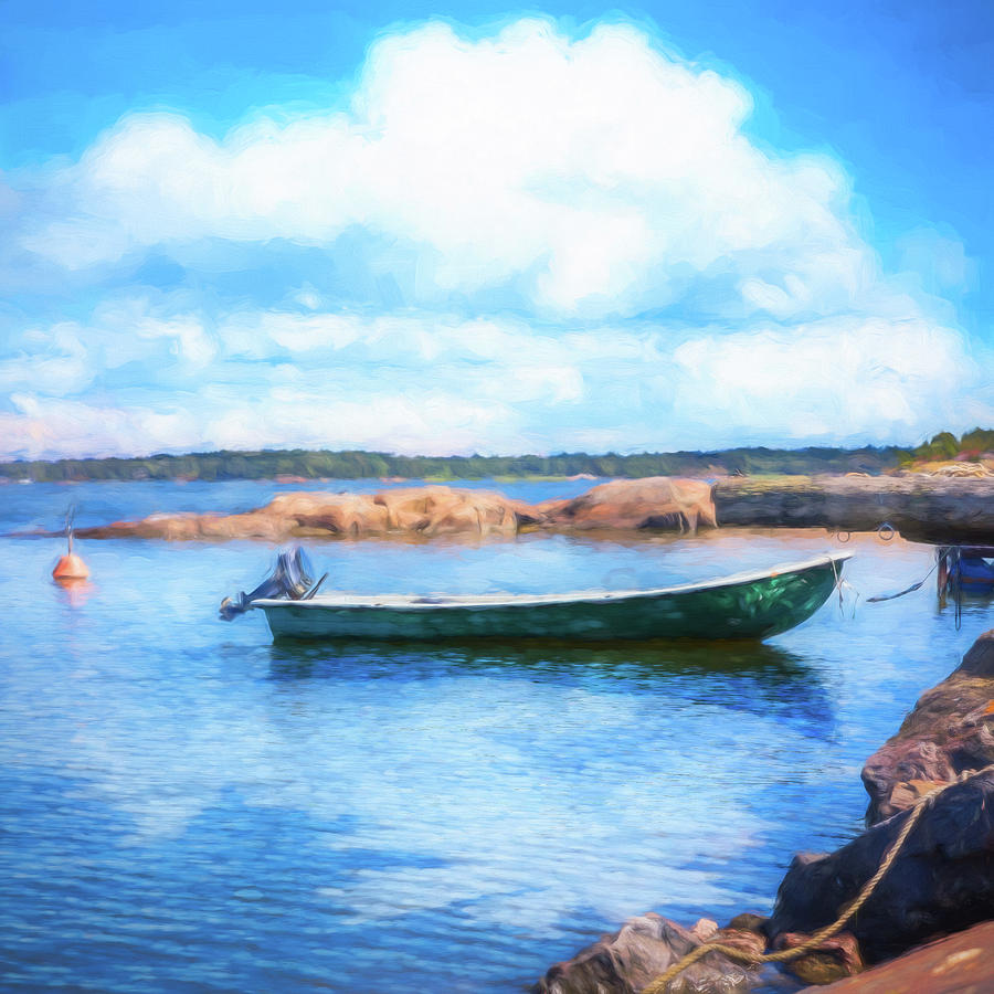 Tucked in the Harbor Watercolor Painting Photograph by Debra and Dave Vanderlaan