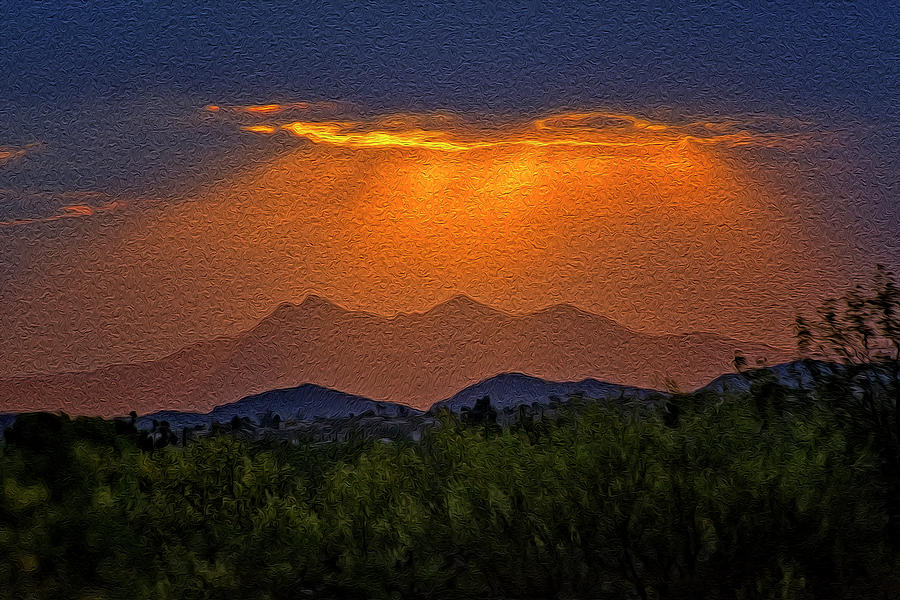 Tucson Mountains Sunset op30 Photograph by Mark Myhaver