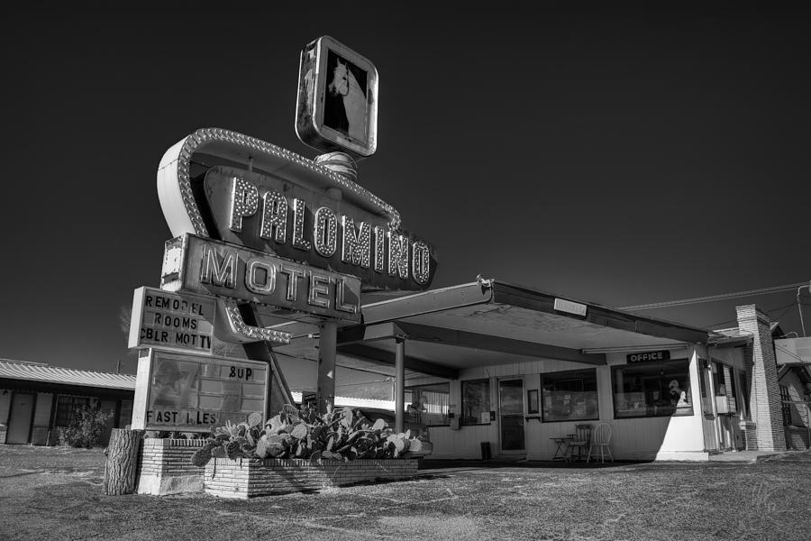 Tucumcari - Palomino Motel 001 BW Photograph by Lance Vaughn