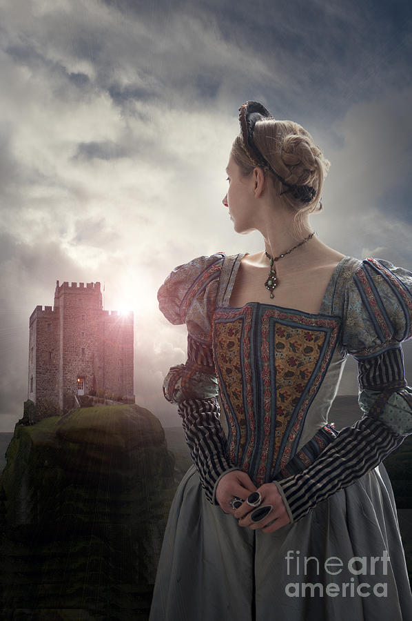 Tudor Woman Looking Back Towards A Medieval Castle Photograph by Lee Avison
