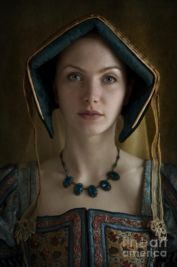 Tudor Woman Wearing An English Hood Headdress. 
