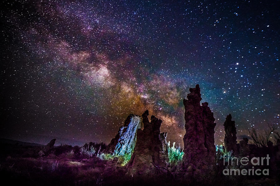 Tufa Towers at Mono Lake with Milkyway Galaxy Photograph by Jim DeLillo