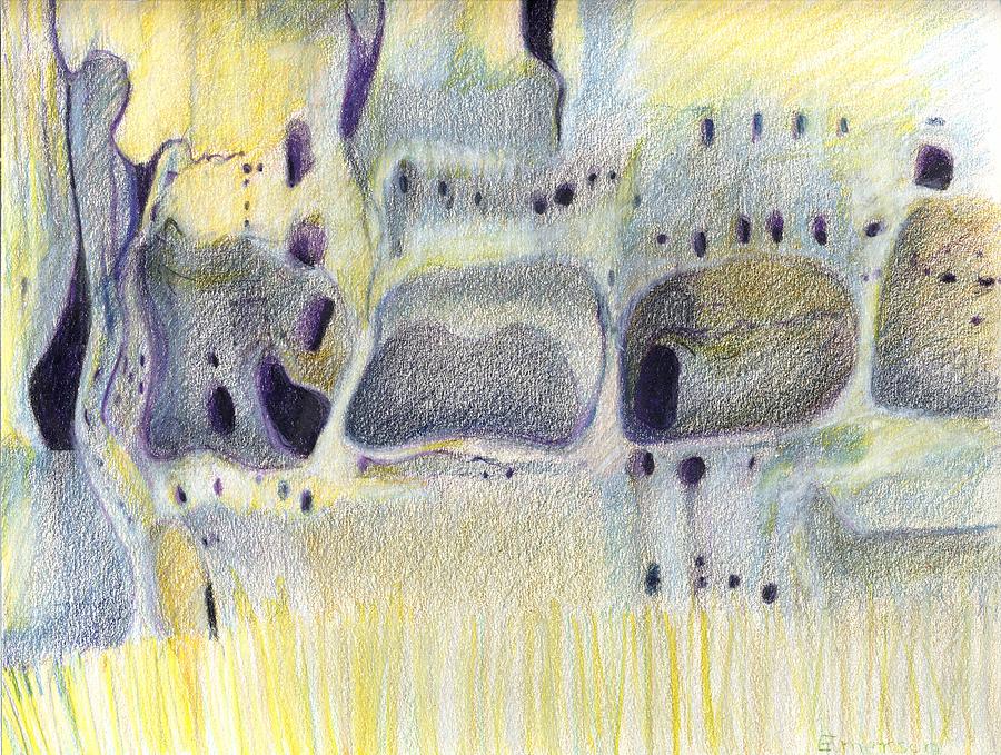 Bandelier National Monument Drawing - Tuff Caves by Harriet Emerson