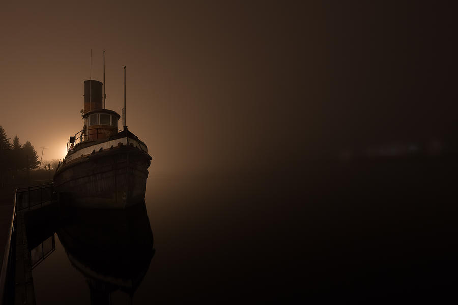 Tug Boat in Fog Photograph by Jakub Sisak