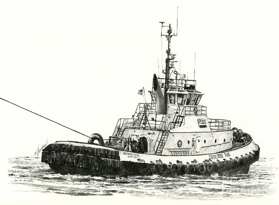 Tugboat Arthur Foss Drawing by James Williamson