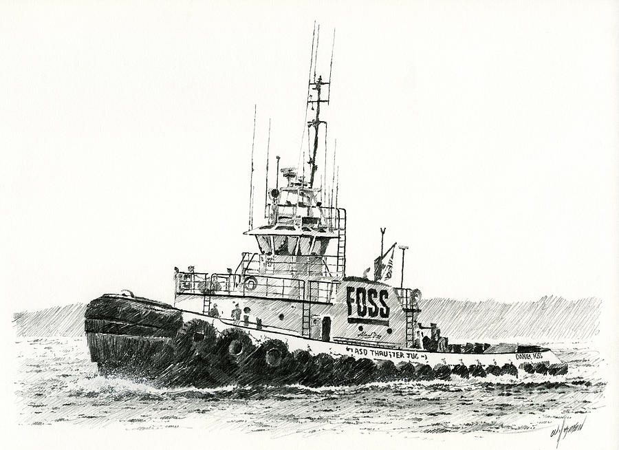 Tugboat DANIEL FOSS Heading Out Drawing by James Williamson