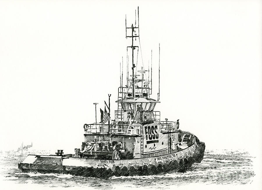 Tugboat DANIEL FOSS Drawing by James Williamson