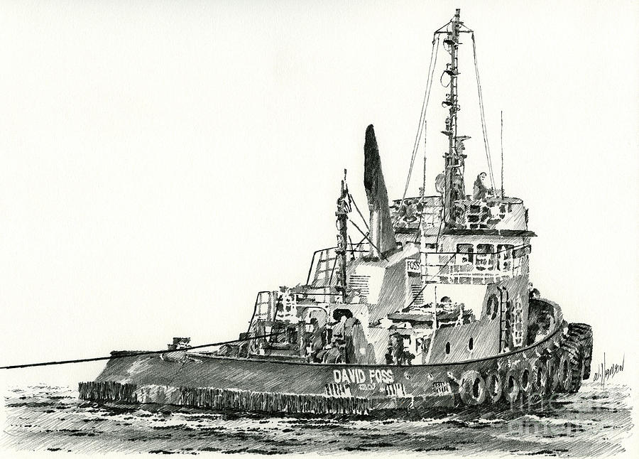 Tugboat DAVID FOSS Drawing by James Williamson