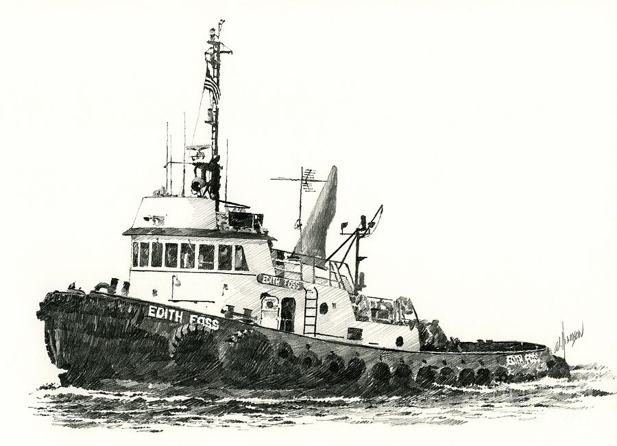 Tugboat EDITH FOSS Drawing by James Williamson
