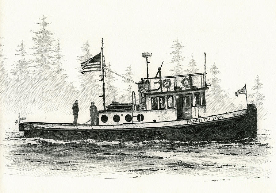 Tugboat HENRIETTA FOSS Drawing by James Williamson