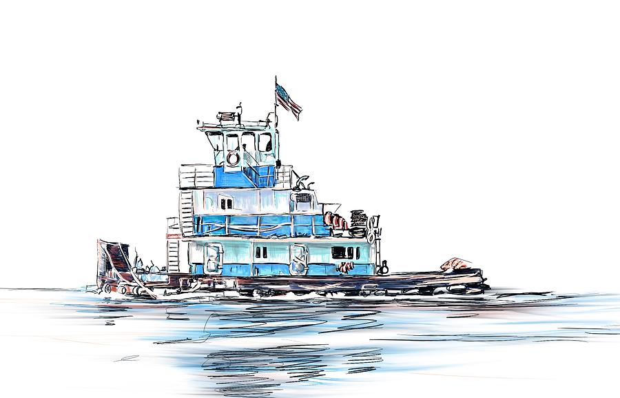 Tugboat on the Wappoo Digital Art by Thomas Hamm
