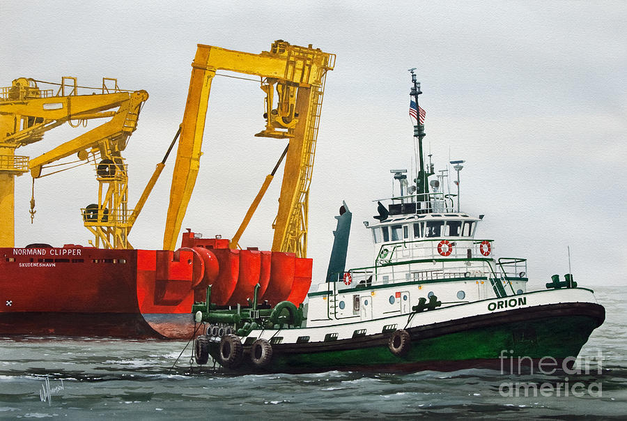 Tugboat ORION FOSS Painting by James Williamson