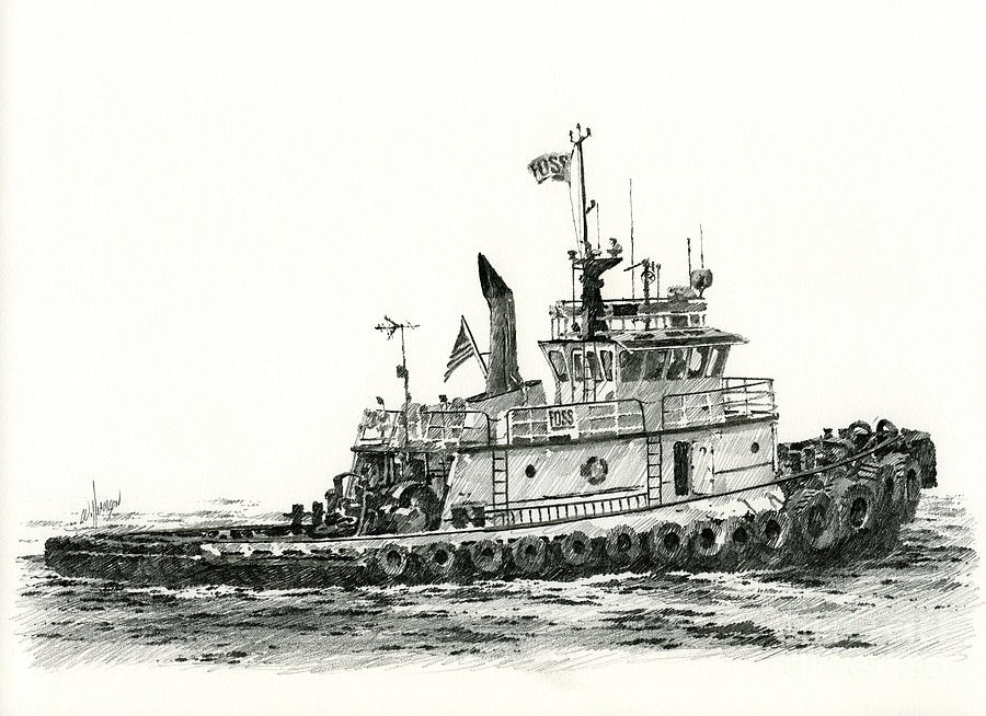 Tugboat SHELLEY FOSS Drawing by James Williamson