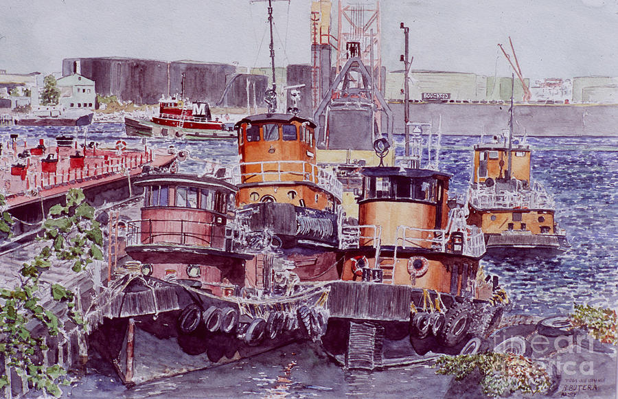 New York City Painting - Tugboats Kill Van Kull Staten Island by Anthony Butera