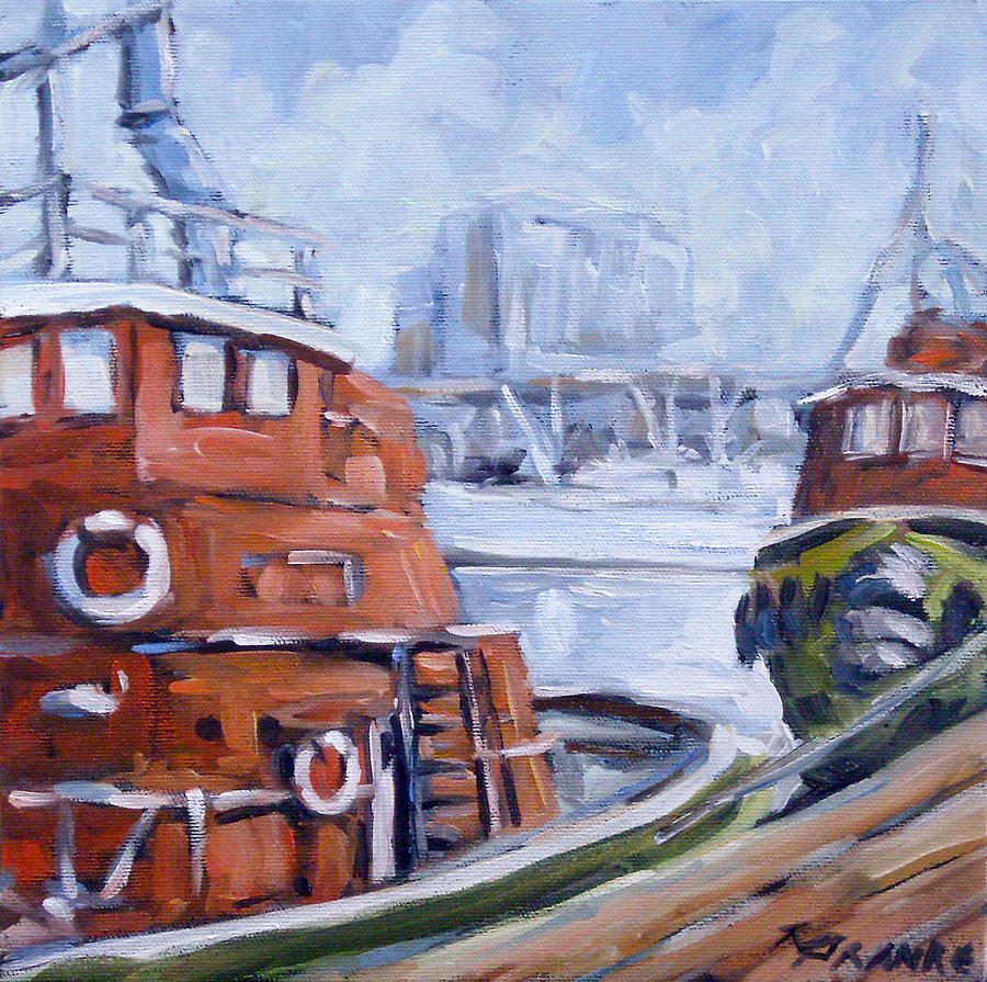 Nature Painting - Tugs in Harbour by Richard T Pranke