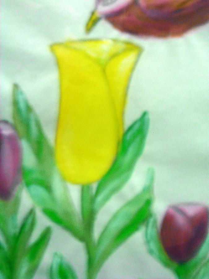 Flowers Painting - Tulip and Hummingbird by BJ Abrams Flowers Painting - Tulip and Hummingbird by BJ Abrams