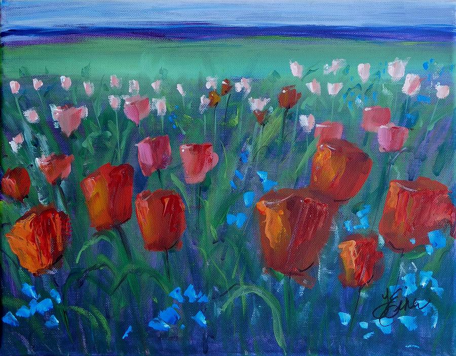 Tulip Bed Painting by Terri Einer