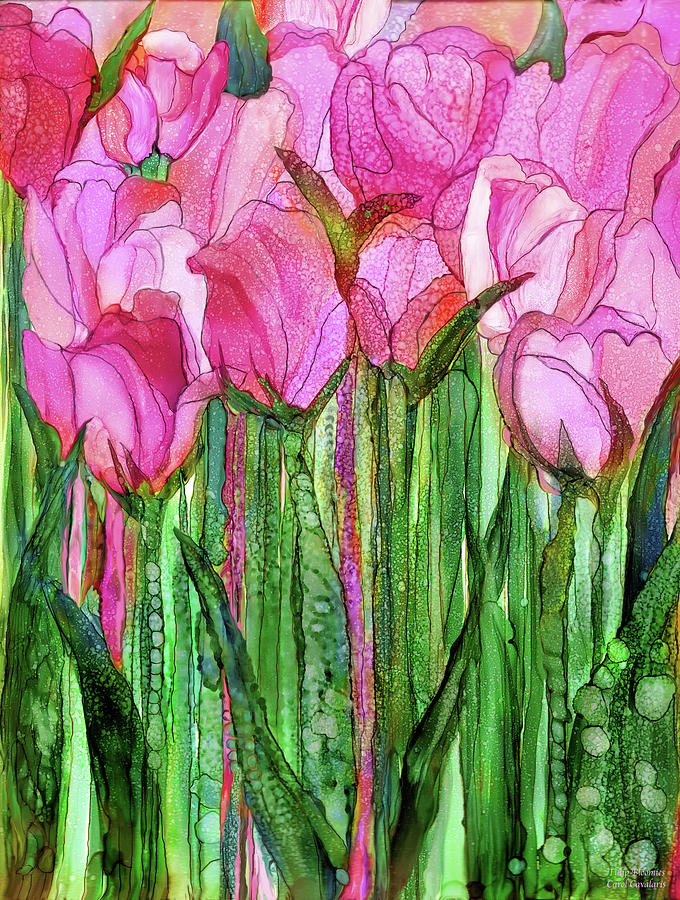 Tulip Bloomies 1 - Pink Mixed Media by Carol Cavalaris