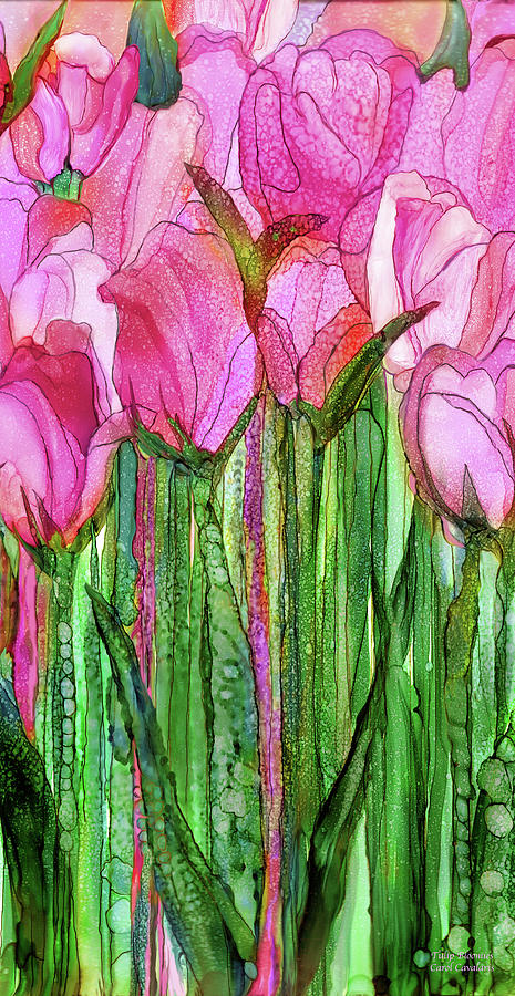 Tulip Bloomies 2 - Pink Mixed Media by Carol Cavalaris