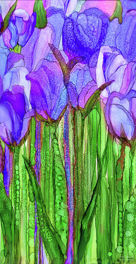 Tulip Bloomies 2 - Purple Mixed Media by Carol Cavalaris