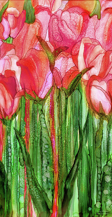 Tulip Bloomies 2 - Red Mixed Media by Carol Cavalaris