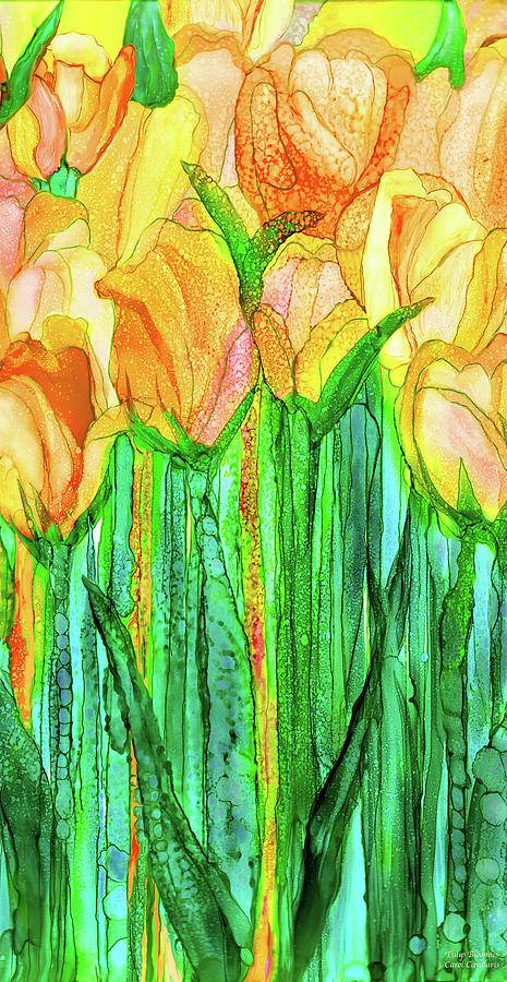 Tulip Bloomies 2 - Yellow Mixed Media by Carol Cavalaris