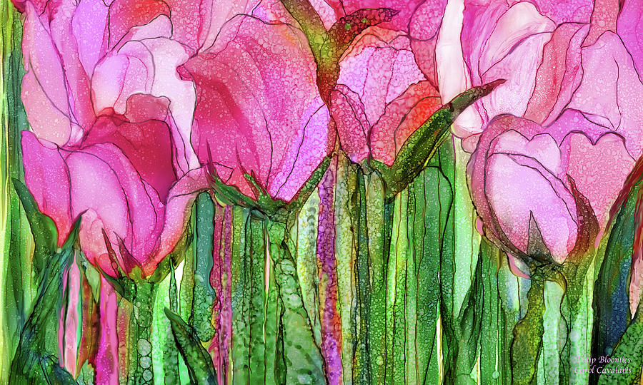 Tulip Bloomies 3 - Pink Mixed Media by Carol Cavalaris