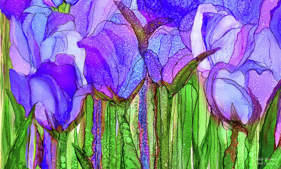 Tulip Bloomies 3 - Purple Mixed Media by Carol Cavalaris