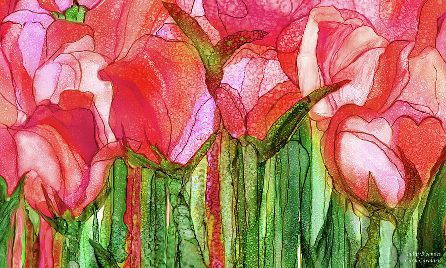 Tulip Bloomies 3 - Red Mixed Media by Carol Cavalaris