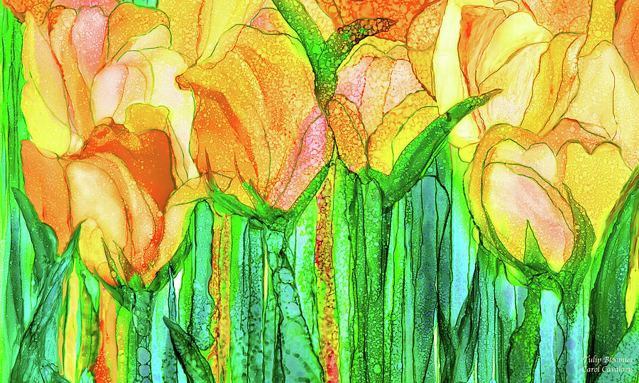 Tulip Bloomies 3 - Yellow Mixed Media by Carol Cavalaris