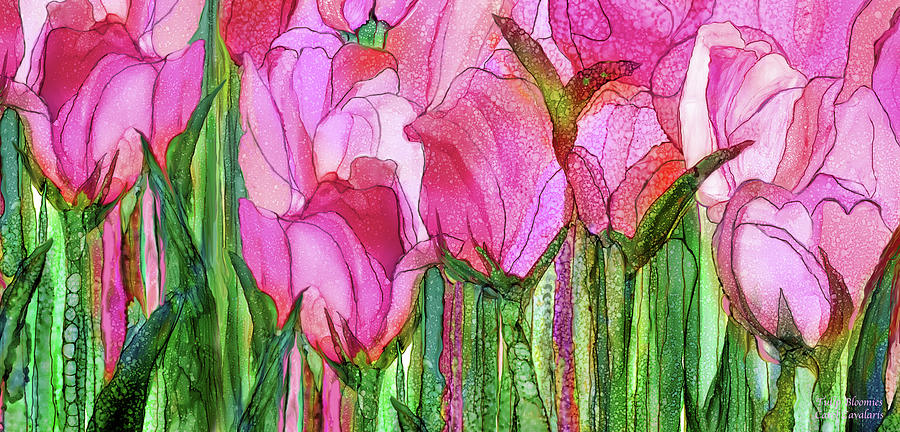 Tulip Bloomies 4 - Pink Mixed Media by Carol Cavalaris