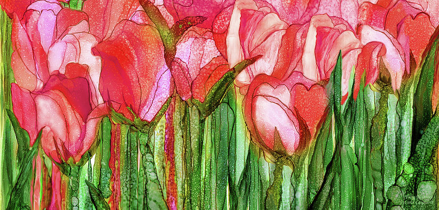 Tulip Bloomies 4 - Red Mixed Media by Carol Cavalaris