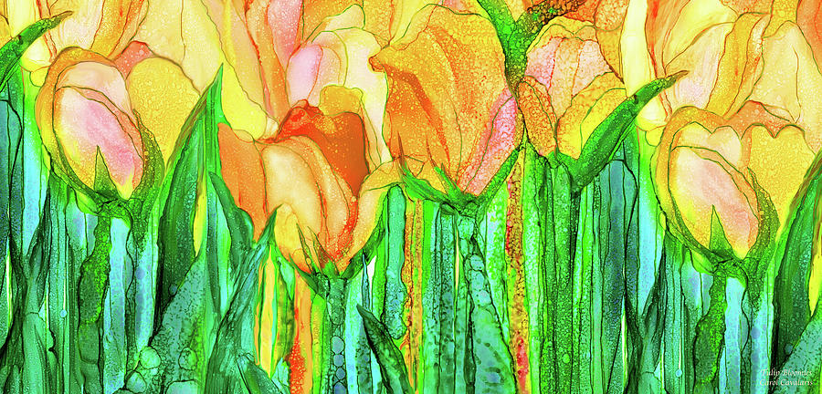 Tulip Bloomies 4 - Yellow Mixed Media by Carol Cavalaris