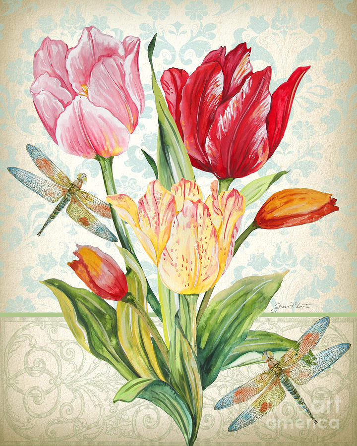 Tulip Botanicals-JP3804 Painting by Jean Plout