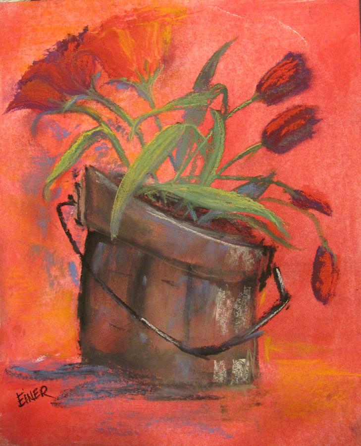 Tulip Bucket Painting by Terri Einer