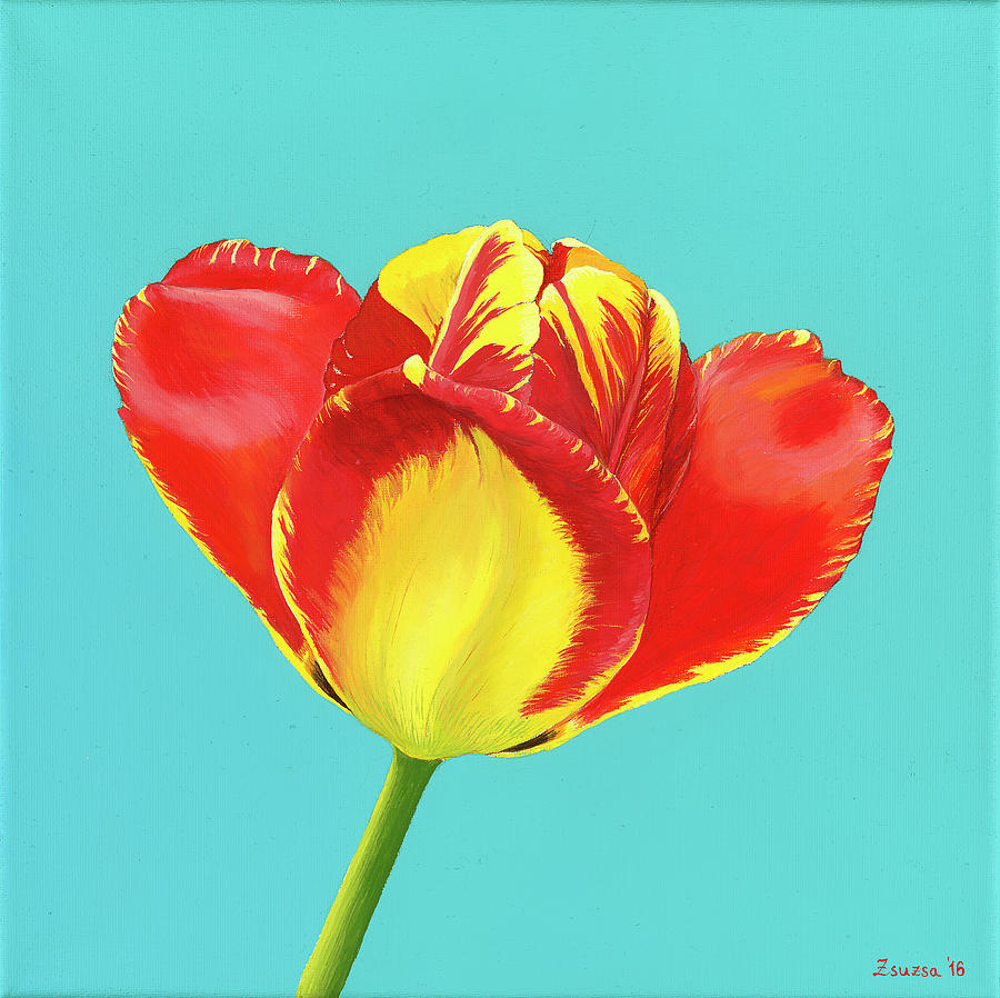 Tulip Painting - Tulip Burst by Zsuzsanna Rossetter